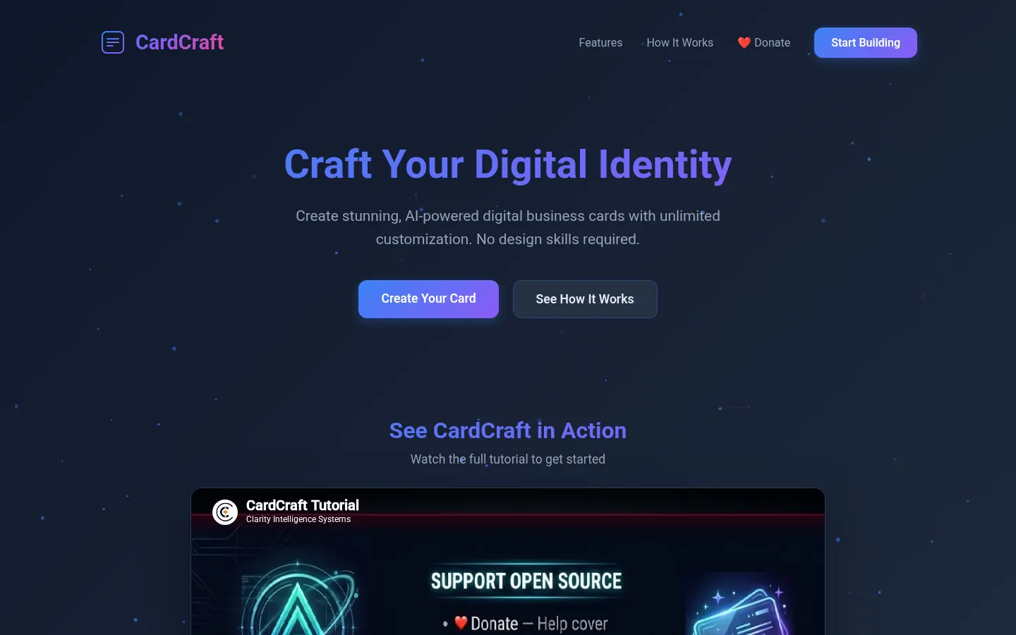 CardCraft: home page