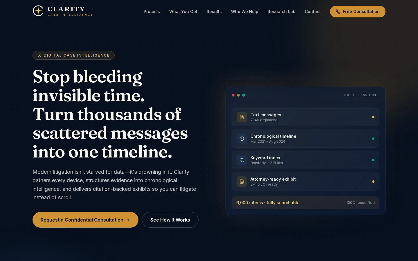 Clarity Systems: Clarity Case Intelligence: home page