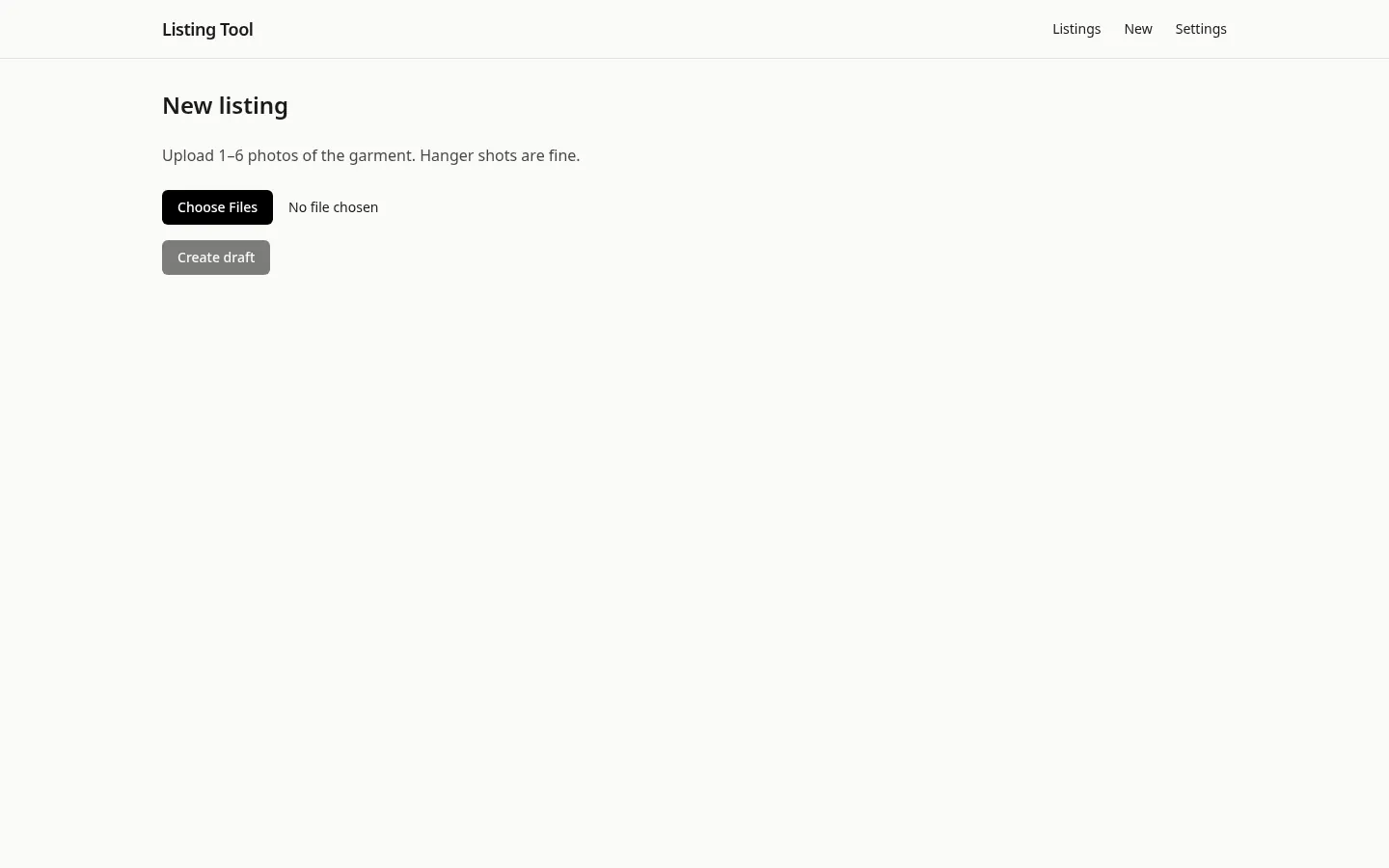 Listing Tool: second view