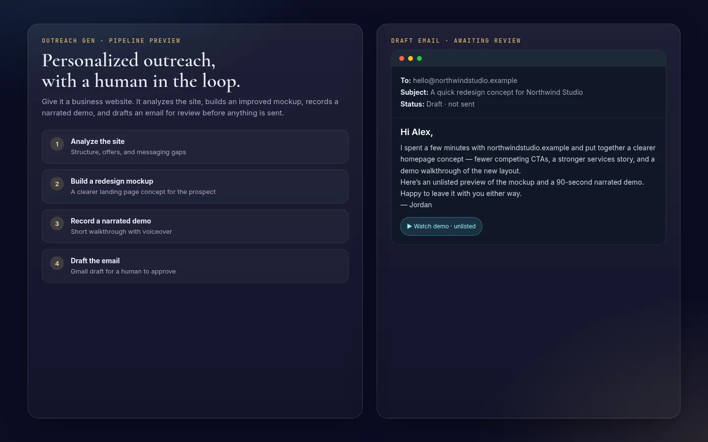 Outreach Gen: home page
