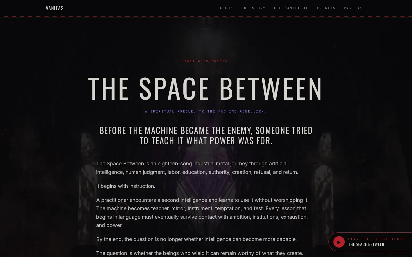 Vanitas: The Space Between: home page